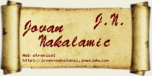 Jovan Nakalamić vizit kartica
